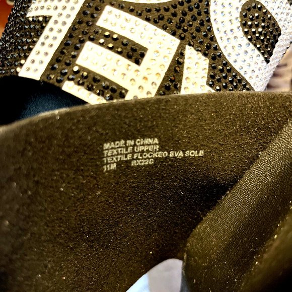 NWOB MICHAEL KORS Rhinestone Slide Sandals Black Sparkle Flats Rubber - Picture 10 of 10